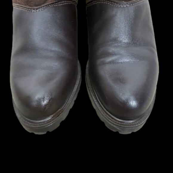 LA CANADIENNE Brown Suede/Leather Shearling Winter Boots Size 8 - Picture 4 of 12